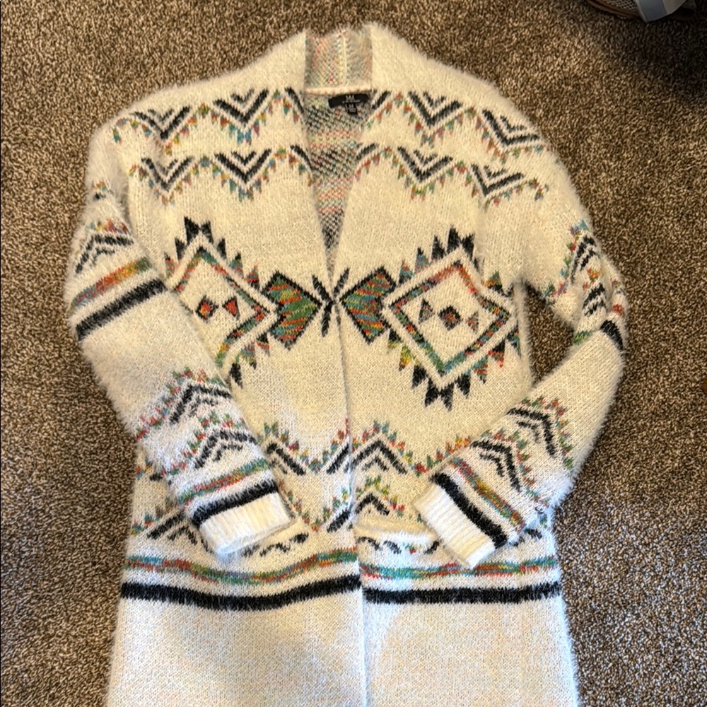 My Michelle Cream and Black Nordic Cardigan Sweater